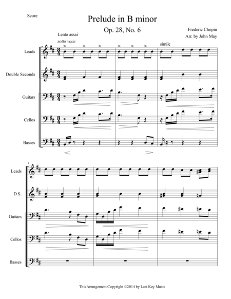 Prelude In B Minor Steel Drum Band Sheet Music