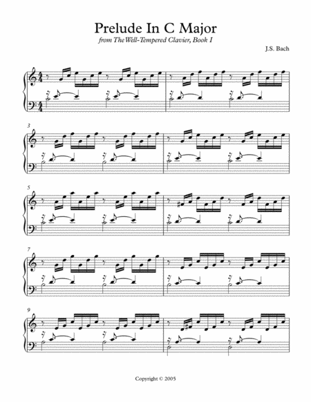 Free Sheet Music Prelude In C Major