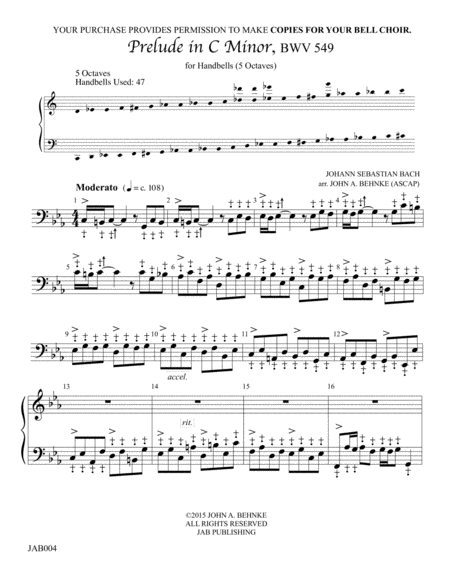 Free Sheet Music Prelude In C Minor Bwv 549