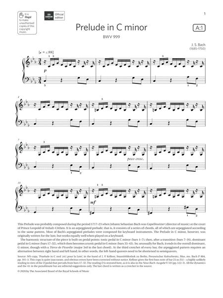 Prelude In C Minor Grade 4 List A1 From The Abrsm Piano Syllabus 2021 2022 Sheet Music