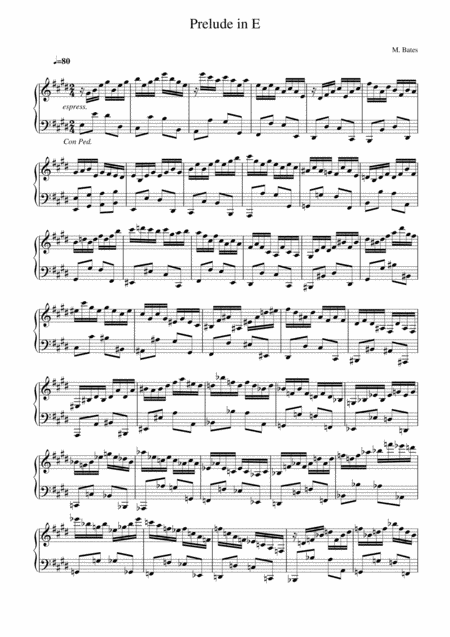 Prelude In E For Piano Sheet Music