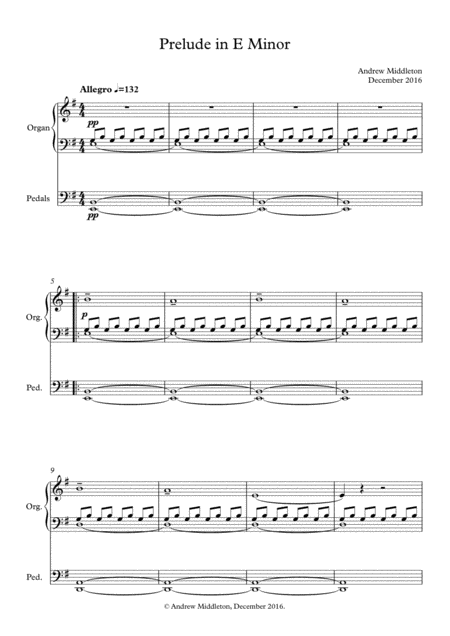 Prelude In E Minor For Organ Sheet Music