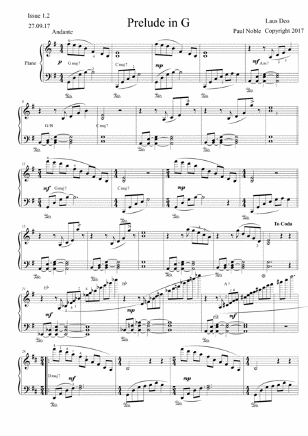 Prelude In G 1 2 Sheet Music