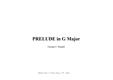 Prelude In G Major G F Handel Sheet Music