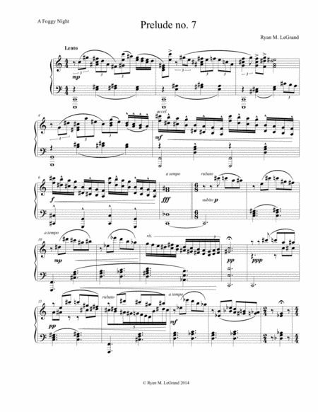 Free Sheet Music Prelude No 7 A Foggy Night