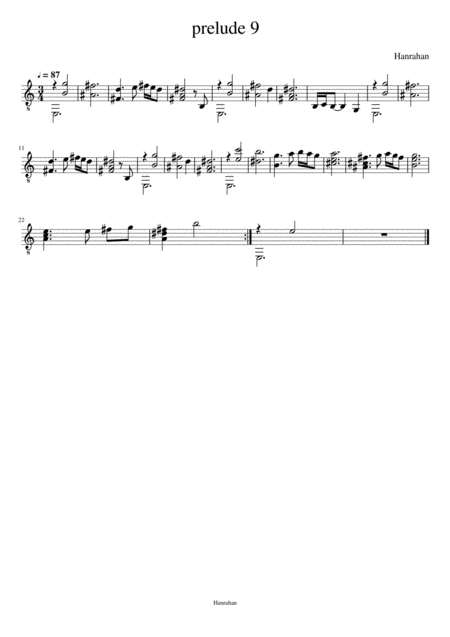 Prelude No 9 For Classical Guitar Sheet Music