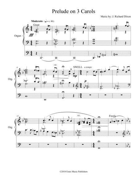 Prelude On 3 Carols Sheet Music