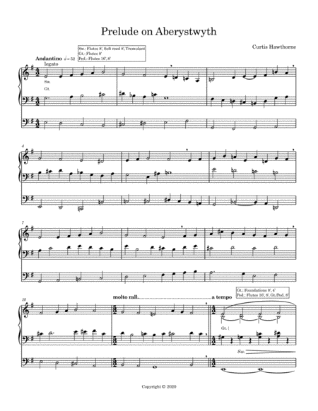 Prelude On Aberystwyth Jesus Lover Of My Soul Sheet Music