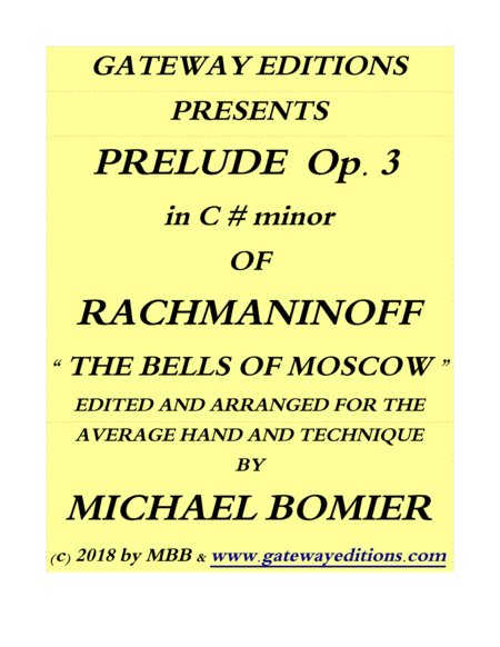 Free Sheet Music Prelude Op 3 In C Minor Bells Of Moscow For Piano Solo Of Rachmaninoff