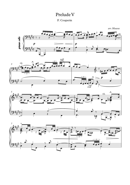 Prelude V By F Couperin Sheet Music