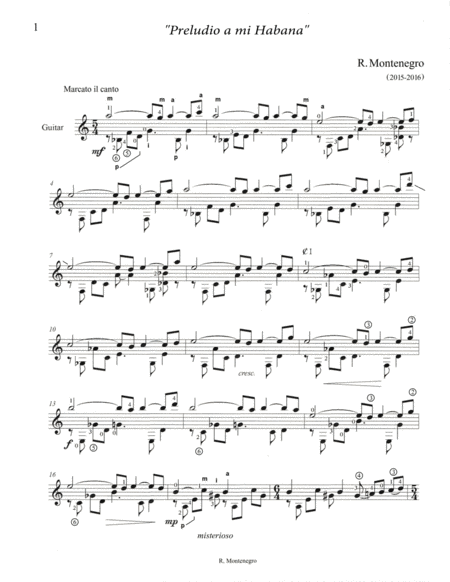 Free Sheet Music Preludio A Mi Habana