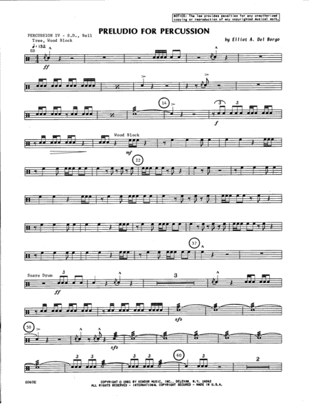 Preludio For Percussion Percussion 4 Sheet Music