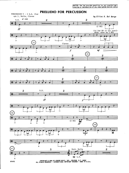 Preludio For Percussion Percussion 5 Sheet Music