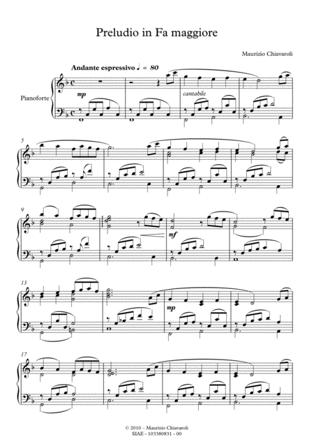 Preludio In Fa Maggiore Sheet Music