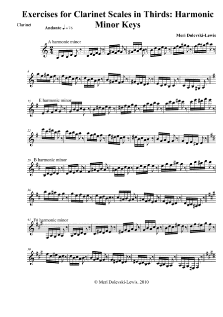 Prep Exercises For Clarinet Scales In Thirds Harmonic Minor Keys Sheet Music