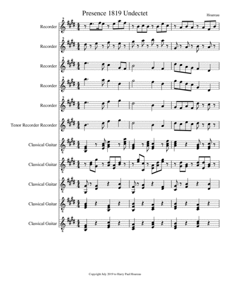 Presence 1819 Undecetet Sheet Music