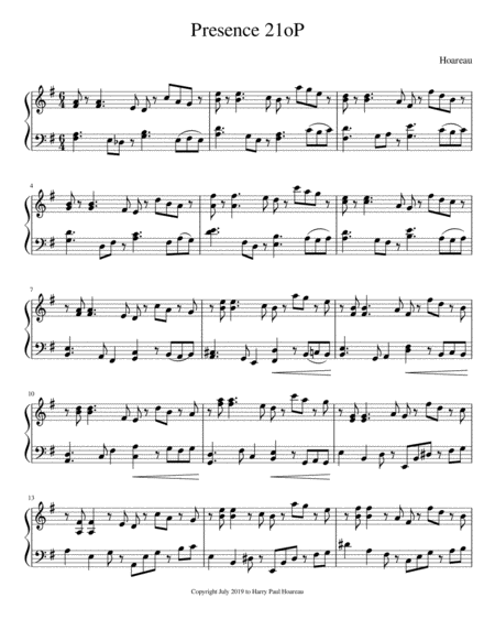 Presence 21o Piano Sheet Music