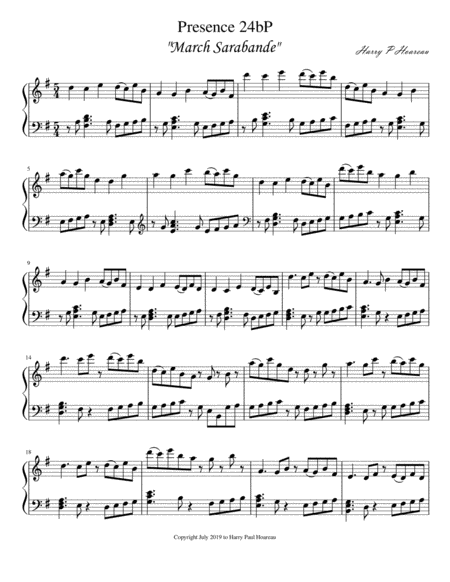 Free Sheet Music Presence 24b Piano March Sarabande