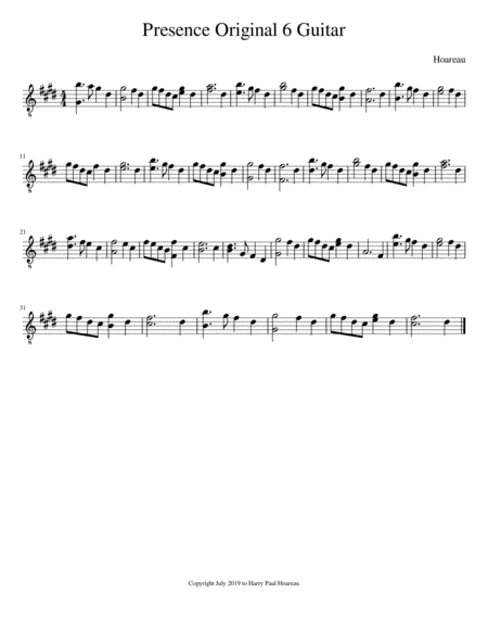 Presence Original 6 Guitar Sheet Music