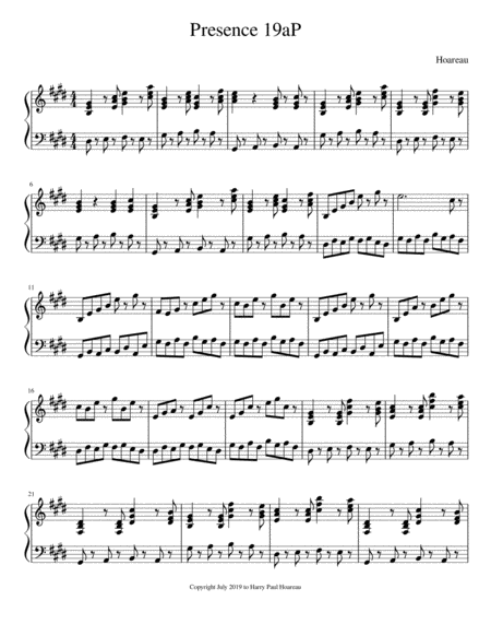 Presence Piano 19a Piano Sheet Music