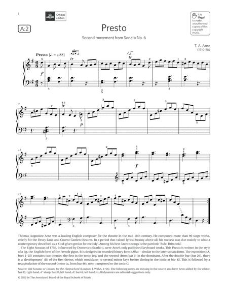 Presto Grade 5 List A2 From The Abrsm Piano Syllabus 2021 2022 Sheet Music