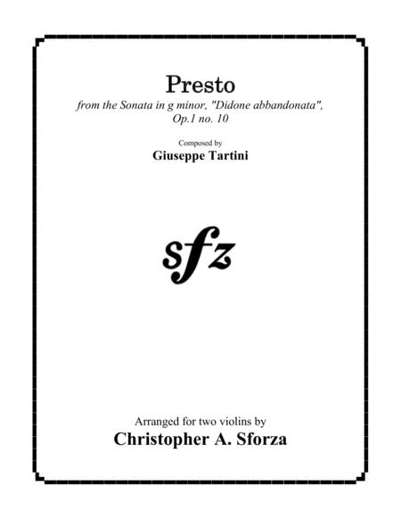 Free Sheet Music Presto Violin Duet After Tartini