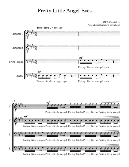 Free Sheet Music Pretty Little Angel Eyes