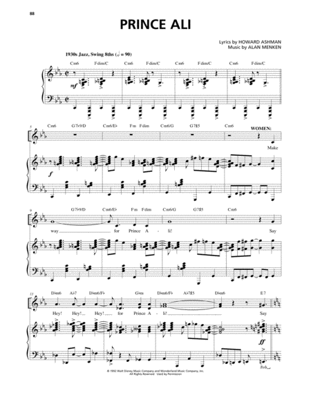 Prince Ali From Aladdin The Broadway Musical Sheet Music