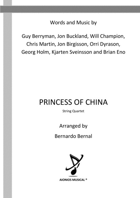 Princess Of China String Quartet Sheet Music