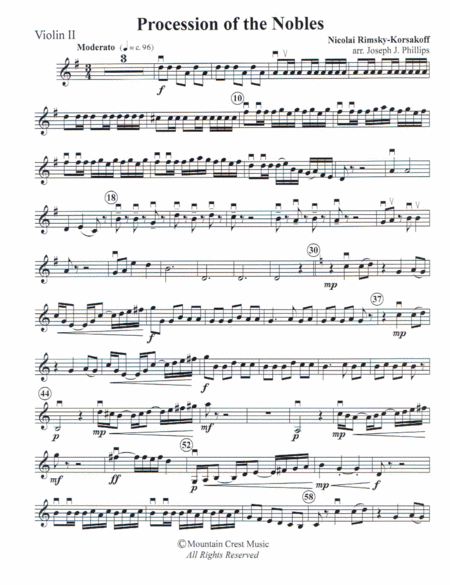 Free Sheet Music Procession Of The Nobles Vioin 2