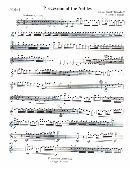 Free Sheet Music Procession Of The Nobles Violin 1
