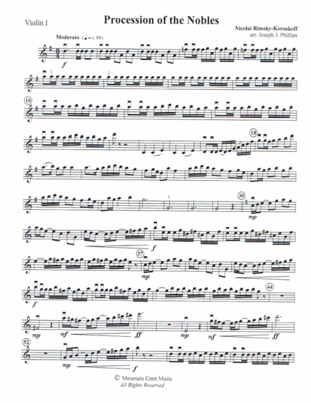 Procession Of The Nobles Violin 1 Sheet Music