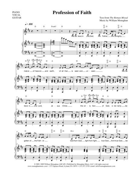 Profession Of Faith Sheet Music