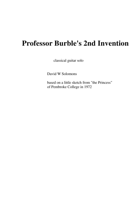 Free Sheet Music Professor Burbles 2nd Invention For Guitar Solo