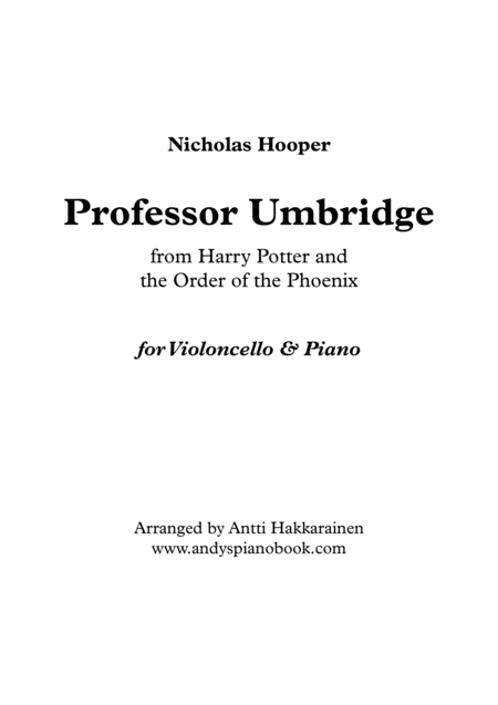 Free Sheet Music Professor Umbridge Cello Piano