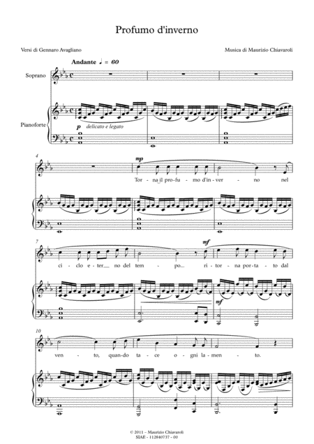 Free Sheet Music Profumo D Inverno