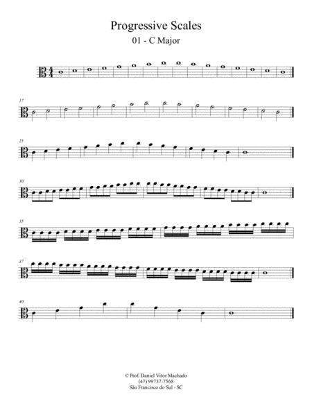 Free Sheet Music Progressive Scales Viola C Major