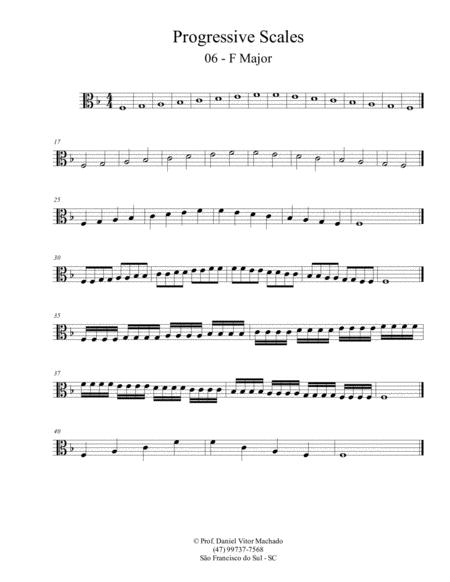 Free Sheet Music Progressive Scales Viola F Major