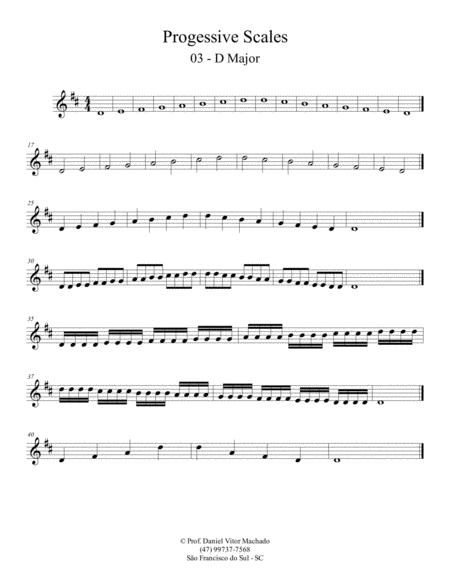 Free Sheet Music Progressive Scales Violin D Major