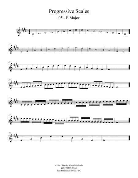 Free Sheet Music Progressive Scales Violin E Major