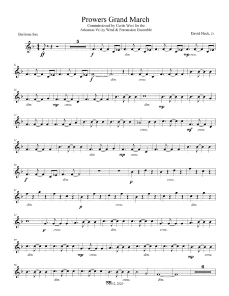 Free Sheet Music Prowers Grand March Baritone Saxophone