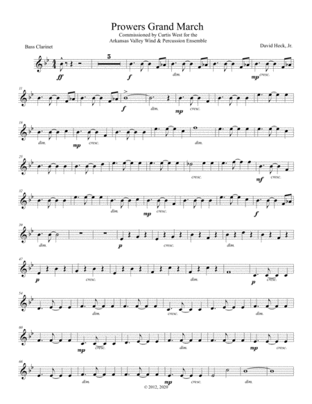 Free Sheet Music Prowers Grand March Bass Clarinet
