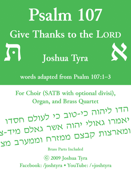 Free Sheet Music Psalm 107 Give Thanks To The Lord