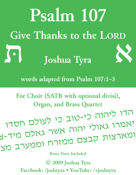 Psalm 107 Give Thanks To The Lord Sheet Music