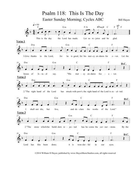 Psalm 118 This Is The Day Easter Sunday Sheet Music