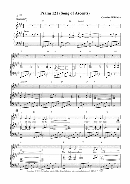 Psalm 121 Song Of Ascents Sheet Music