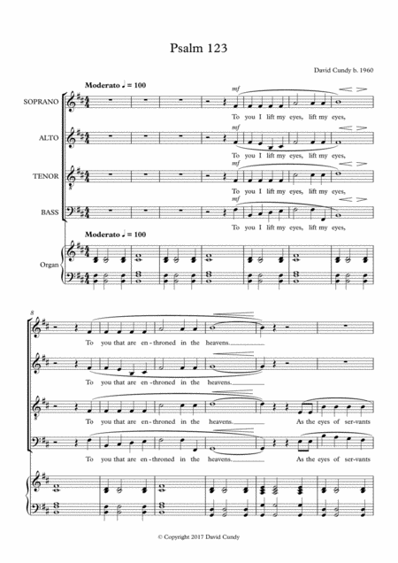 Free Sheet Music Psalm 123