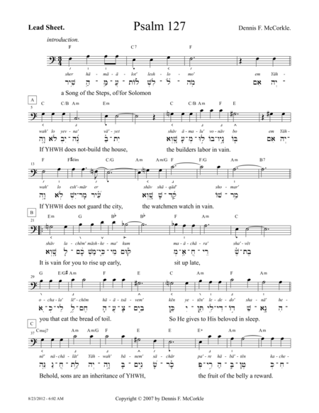 Free Sheet Music Psalm 127 Song Of The Steps For Solomon