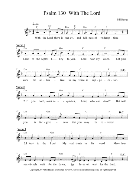 Psalm 130 With The Lord Ii Sheet Music