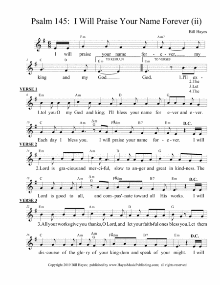 Psalm 145 I Will Praise Your Name Forever Ii Sheet Music